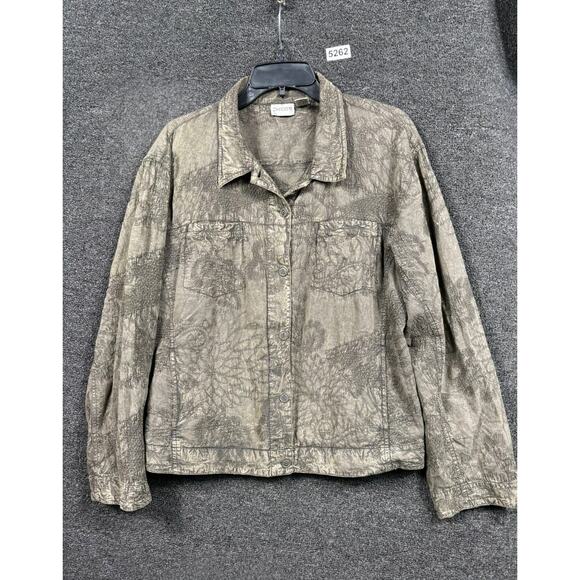 Chico's Jacket Floral Embroidered Womens Size 3 US XL Long Sleeve Button Closure - Picture 1 of 6
